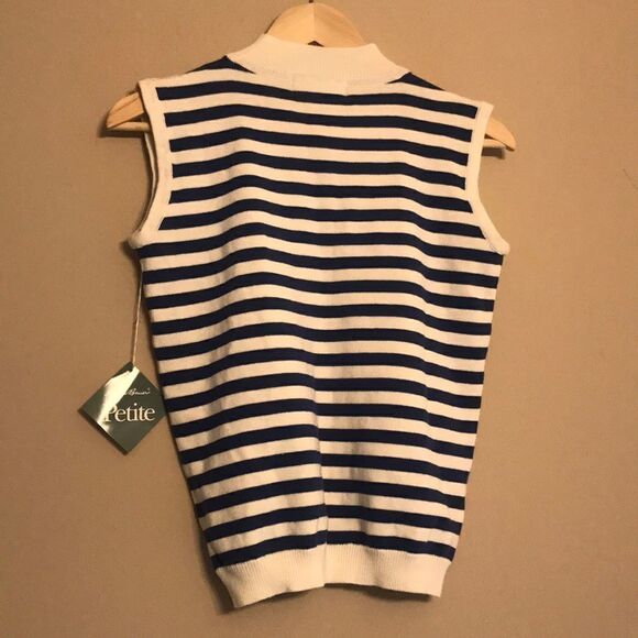 NWT Eddie Bauer Blue & White Stripe Sweater XS P - Picture 10 of 10